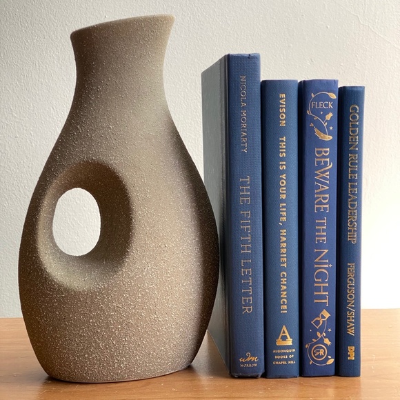 Stack of Books Decor Blue Gold Letters, Stacked Books Bookshelf Decor, Table Top - Picture 4 of 5